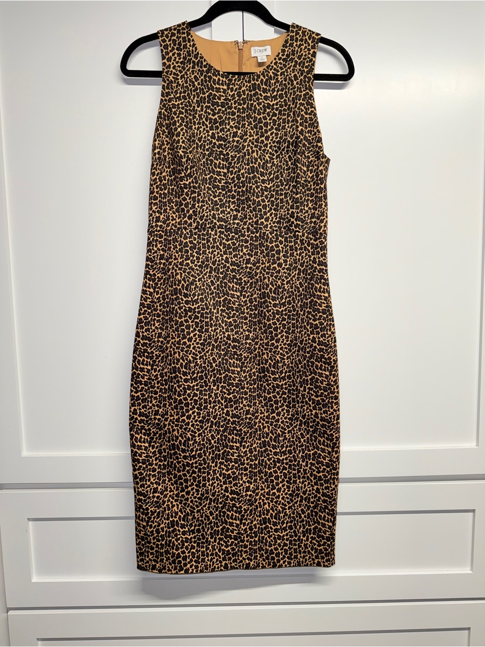 J. Crew Leopard Print Sleeveless Midi Dress in Tan and Black